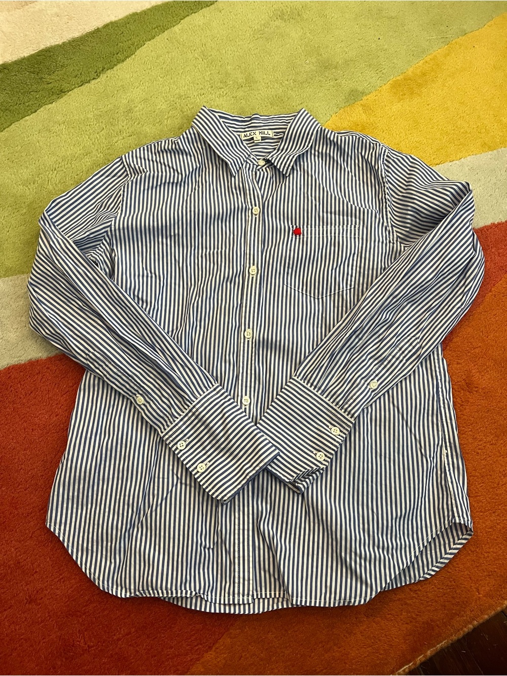 Alex Mill Navy and White Striped Button-Down Shirt